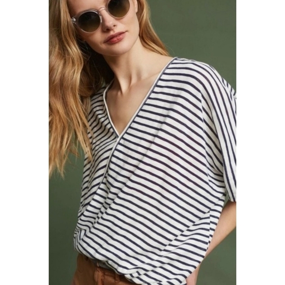 {Anthropologie} Eri + Ali Joceline Striped Wrap Top - Picture 10 of 10